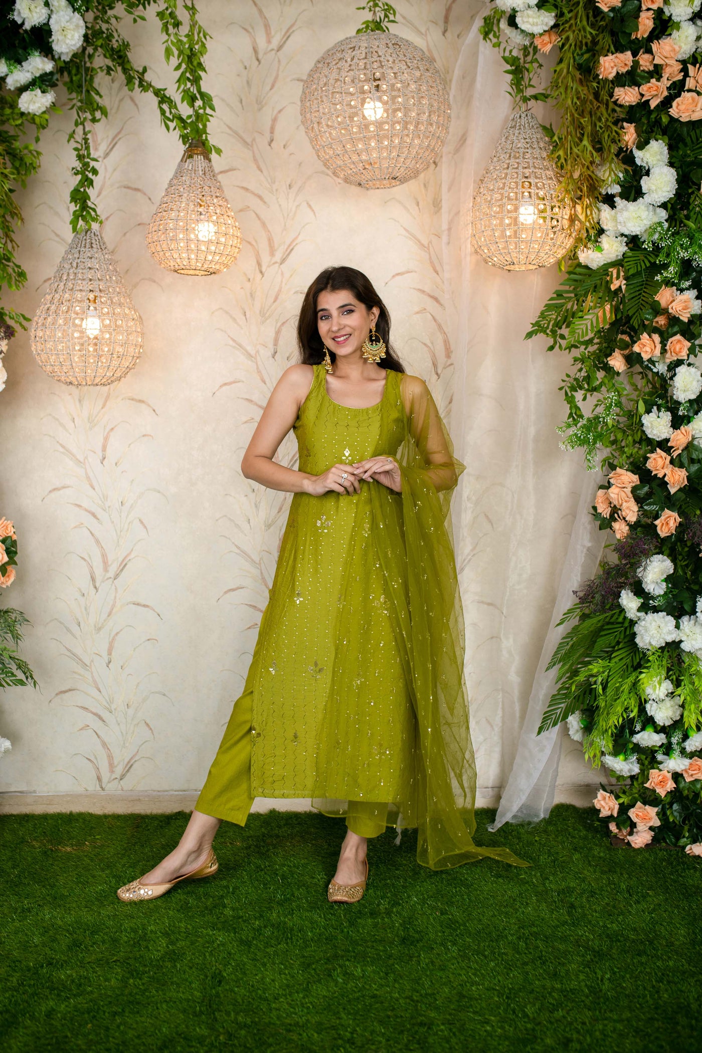 Designer Salwar Kameez Online USA,Latest Designer Salwar Suits Shopping: Mehendi  Green